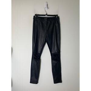 AS by DF Black Mixed Media Leather Pull On Pants Sz XS